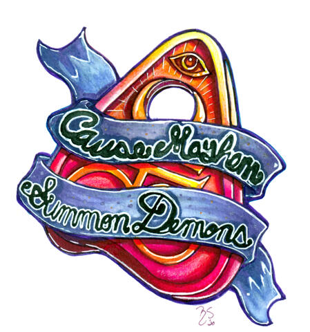 Cause Mayhem Summon Demons Sticker Design